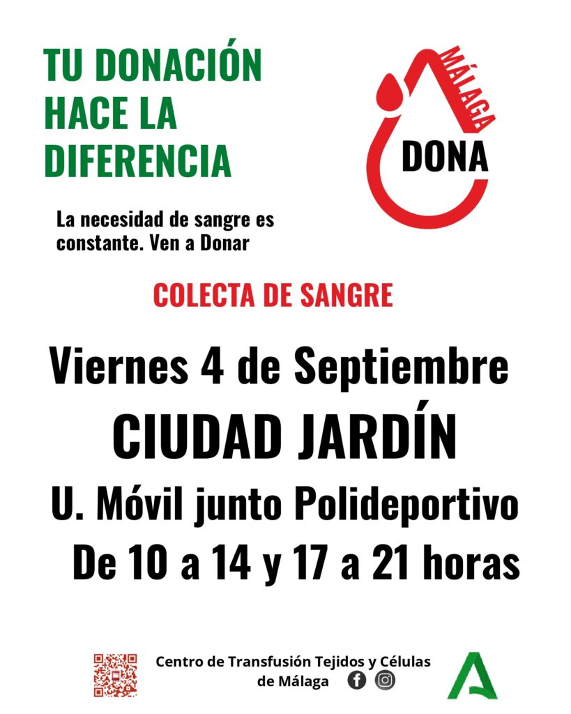 DONACIÓN DE SANGRE EN CIUDAD JARDÍN – 4 DE SEPTIEMBRE